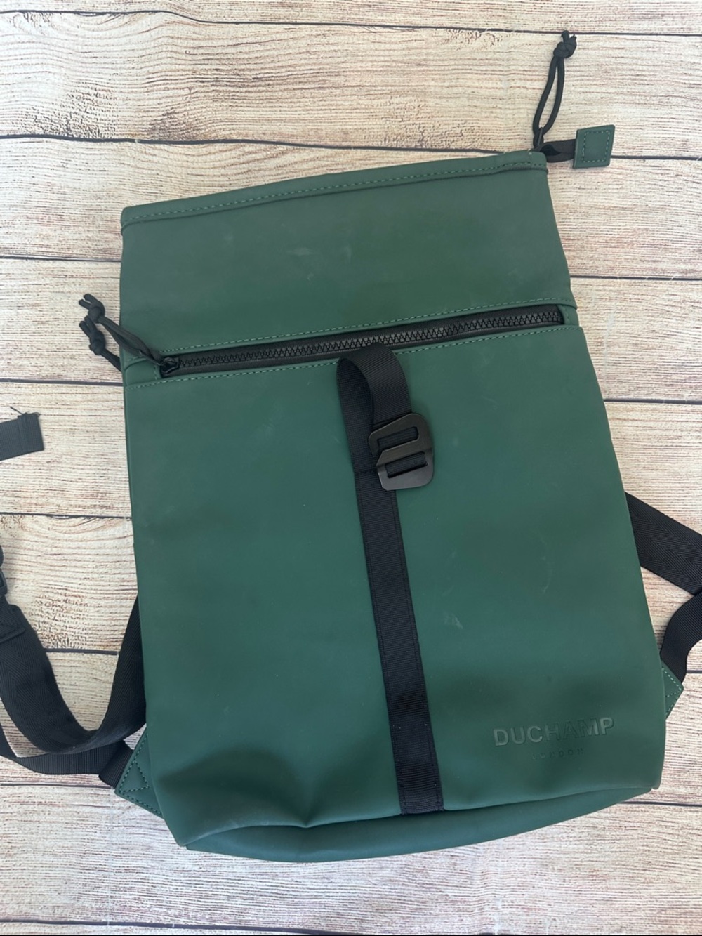 Duchamp Forest Green Roll-Top Backpack with Black Trim